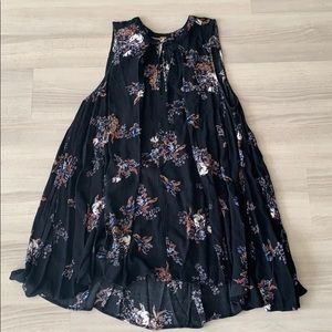 Free People Black Floral Top